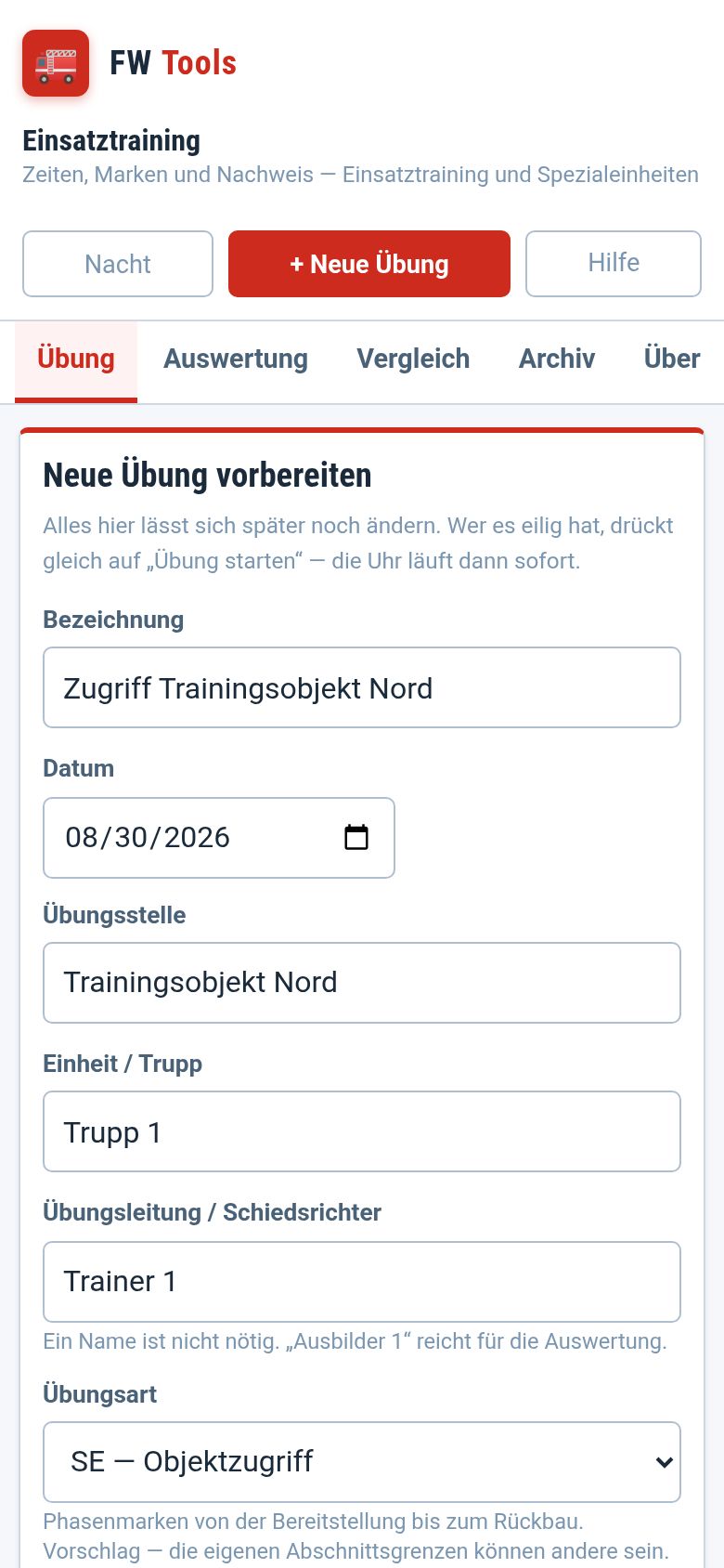 Vorbereitung eines Durchgangs auf dem iPhone